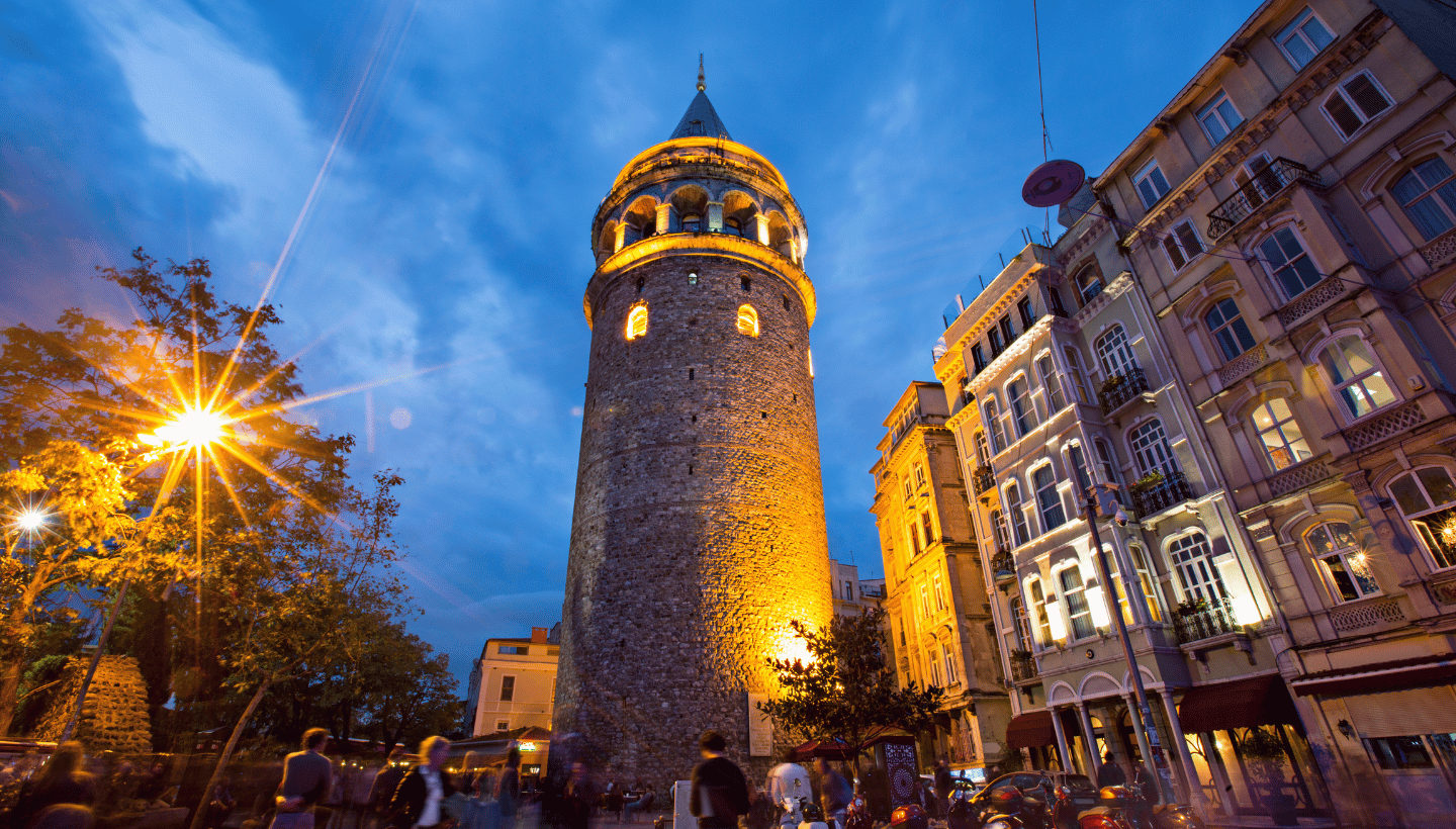 galata tower night